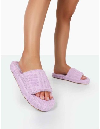Juicy Lilac Terry Towelling Slider Slippers