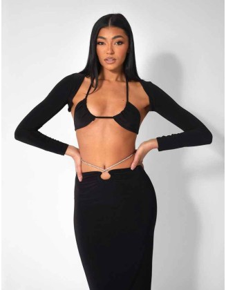 Bikini Top And Shrug Slinky Top Black