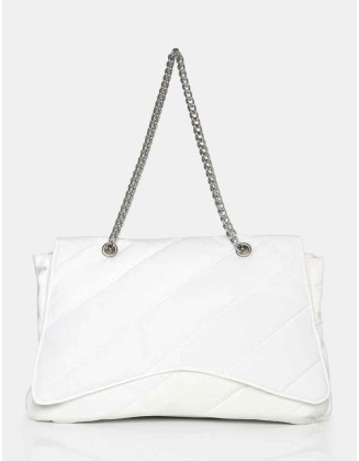 The Laina White Nylon Tote Bag