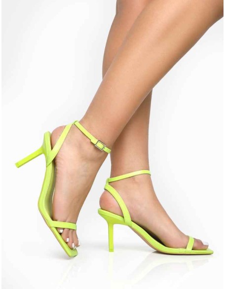 Yara Lime Pu Barely There Mid Stiletto Heels