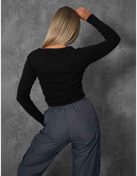 FITTED LONG SLEEVE T-SHIRT BLACK