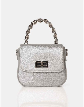 The Bridgerton Silver Glitter Mini Bag