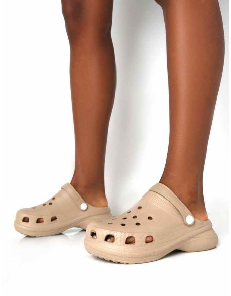 Frenzy Nude Rubberised Sling Back Closed Toe Clog Sandals