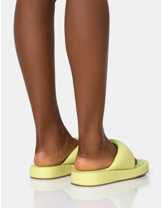 Vacay Lime Contrast Padded Square Toe Flip Flop Sandals
