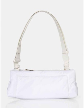 The Ludo White Nylon Elongated Shoulder Bag