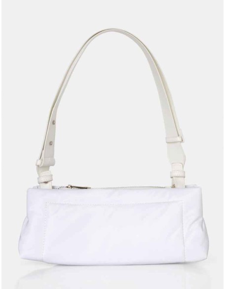 The Ludo White Nylon Elongated Shoulder Bag