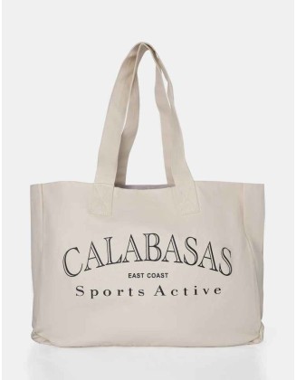 The Calabasas Overiszed Off White Canvas Tote Bag
