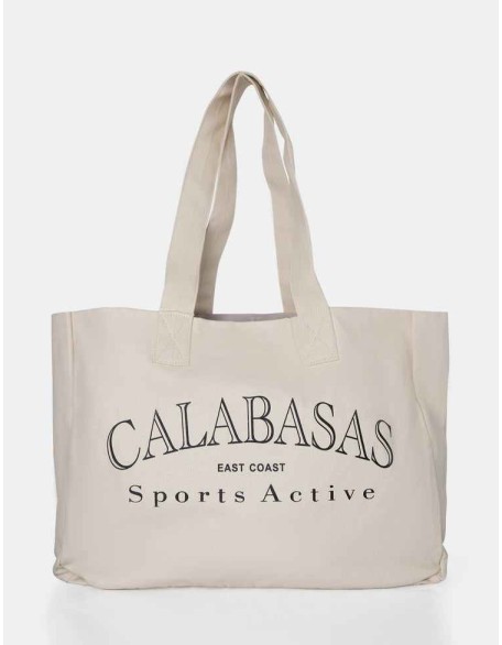 The Calabasas Overiszed Off White Canvas Tote Bag