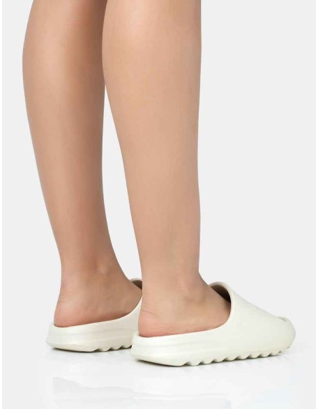 Brady Cream Rubber Flat Slider Sandals