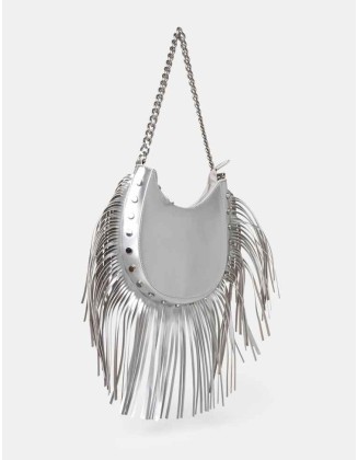 The Western Silver Metallic Tassle Shoulder Bag