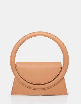 The Top Handle Tan Pu Circlur Handle Grab Bag