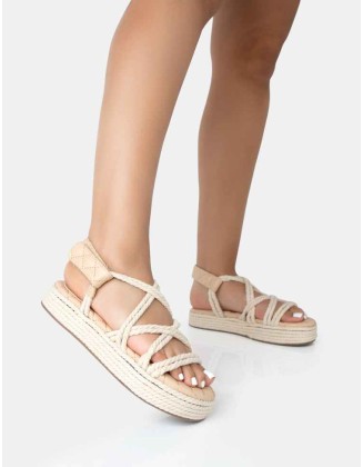 Duffy Ecru Rope Flat Dad Sandals