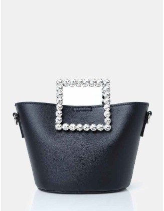 The Glam Black Pu Mini Bucket Grab Bag
