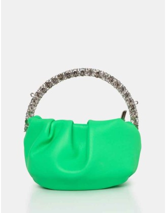 The Aurora Lime Pu Diamante Handle Mini Bag
