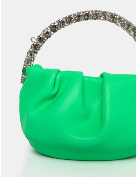 The Aurora Lime Pu Diamante Handle Mini Bag