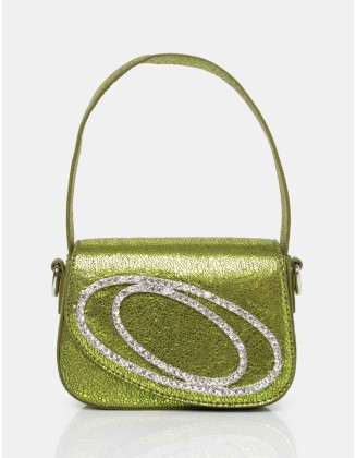 The Tonic Cracked Lime Pu Diamante Mini Grab Bag