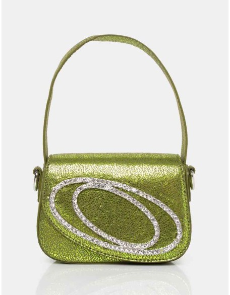 The Tonic Cracked Lime Pu Diamante Mini Grab Bag